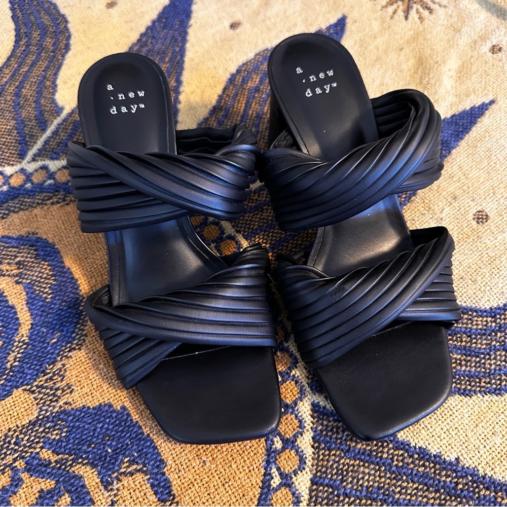 A New Day Black Strappy Sandals